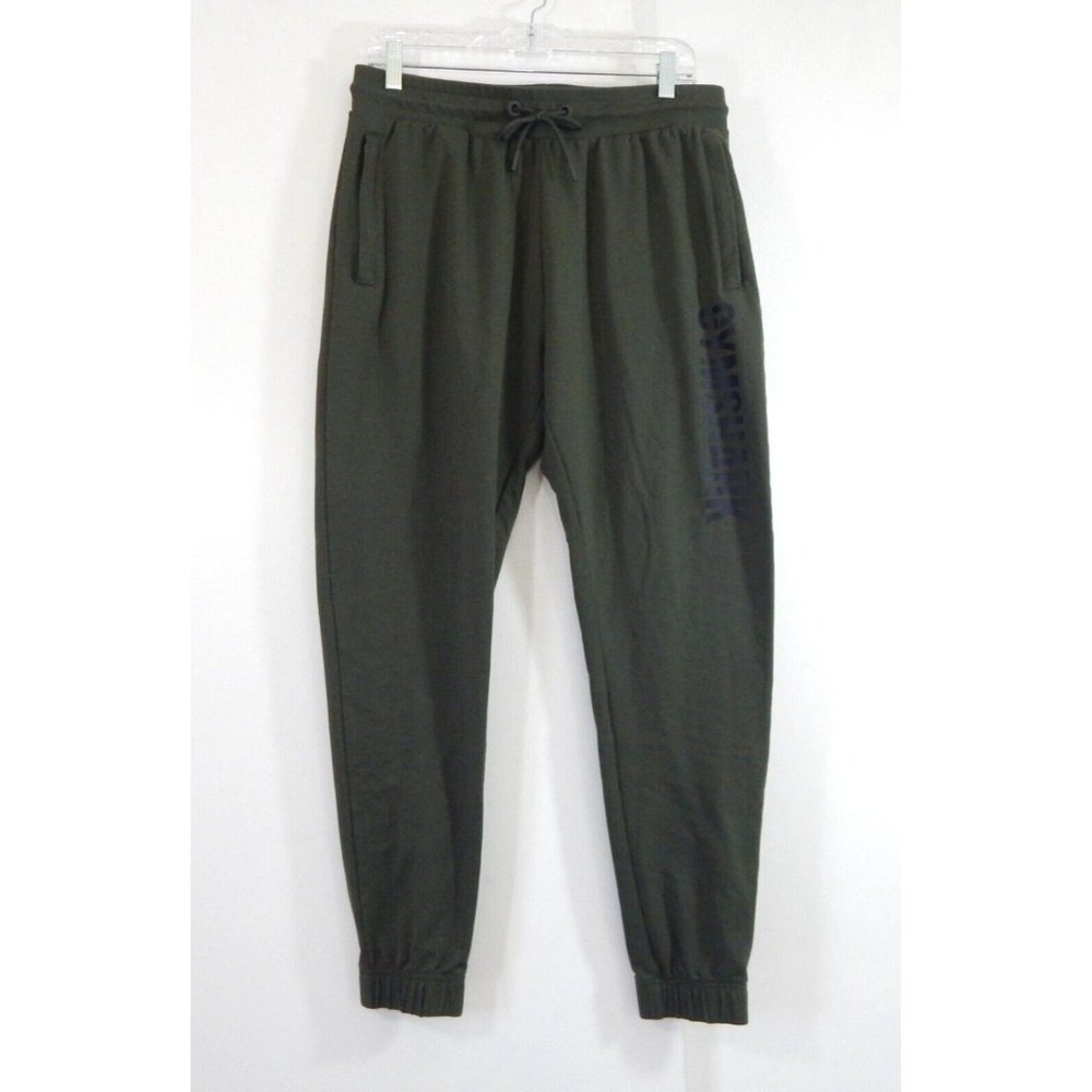 GYMSHARK pants power joggers high waist logo pockets sweatpants olive green L - Picture 1 of 8